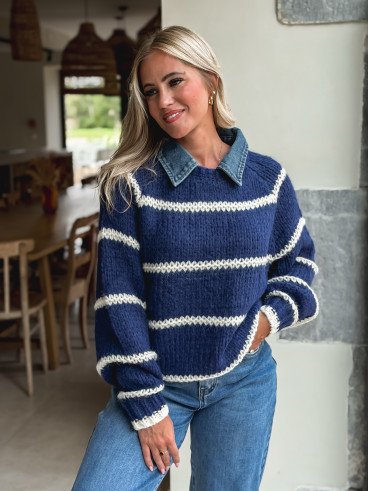 Pull Karolane - Marine/Ecru