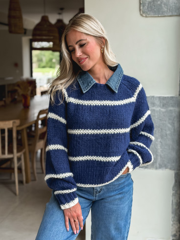 Pull Karolane - Marine/Ecru