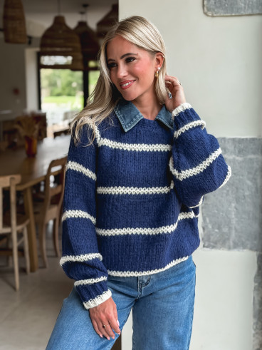 Pull Karolane - Marine/Ecru