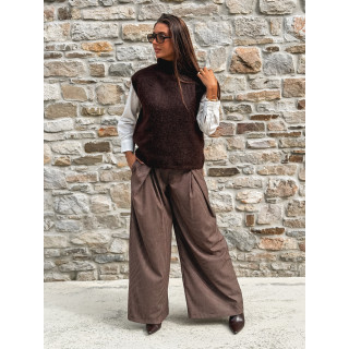 Pantalon à carreaux Merima - Chocolat