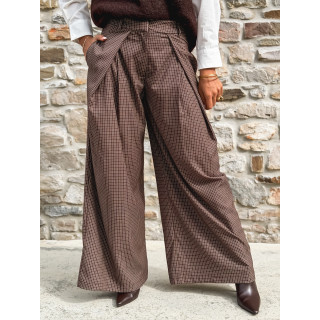 Pantalon à carreaux Merima - Chocolat