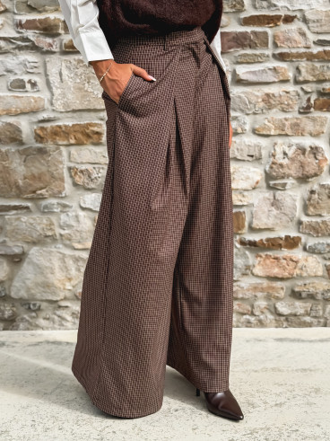 Pantalon à carreaux Merima - Chocolat
