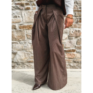 Pantalon à carreaux Merima - Chocolat