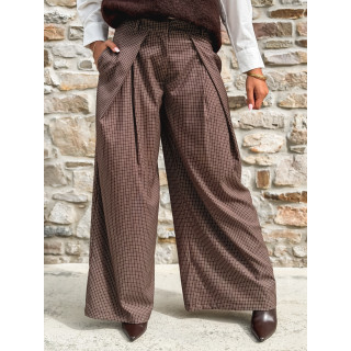 Pantalon à carreaux Merima - Chocolat