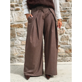 Pantalon à carreaux Merima - Chocolat