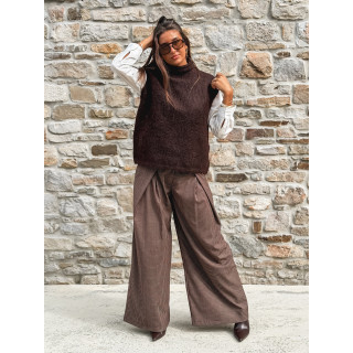 Pantalon à carreaux Merima - Chocolat