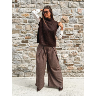 Pantalon à carreaux Merima - Chocolat