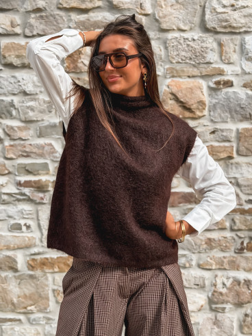Pull sans manches Silia - Chocolat
