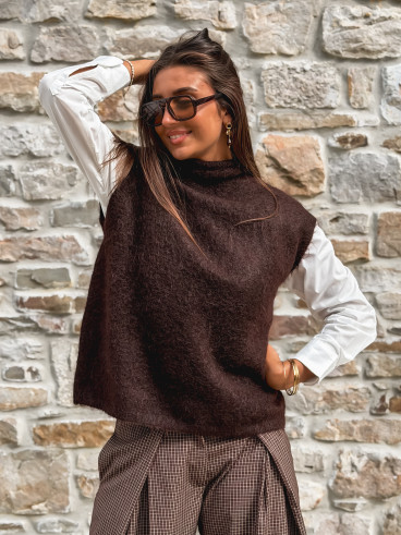 Pull sans manches Silia - Chocolat Pull sans manches Silia - Chocolat