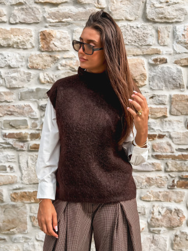 Pull sans manches Silia - Chocolat Pull sans manches Silia - Chocolat