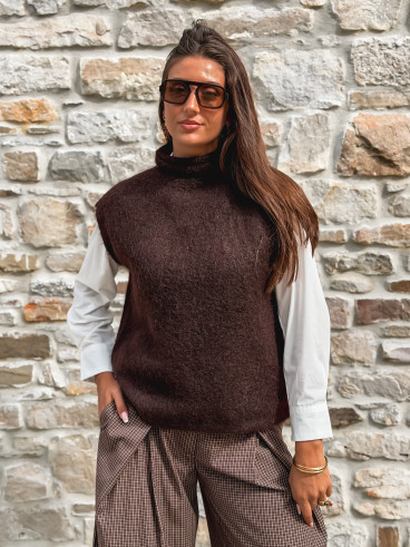 Pull sans manches Silia - Chocolat Pull sans manches Silia - Chocolat