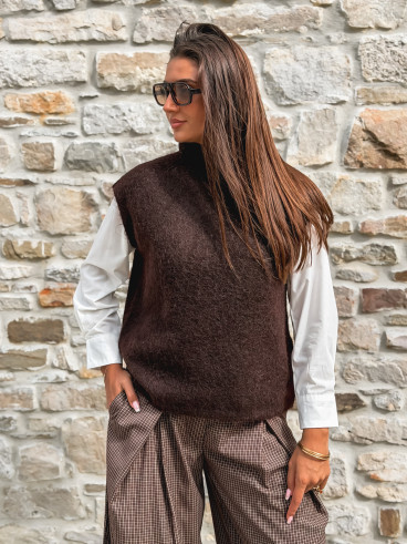 Pull sans manches Silia - Chocolat Pull sans manches Silia - Chocolat