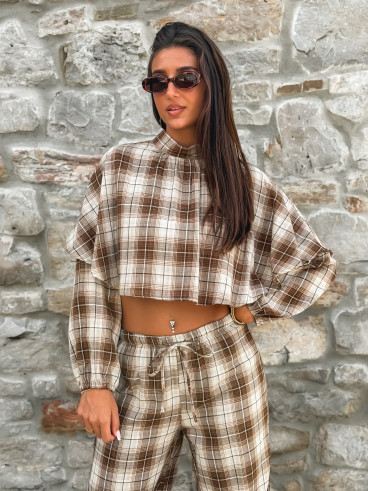 Blouse à motif tartan Aveline - Marron
