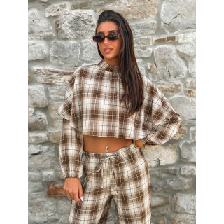 Blouse à motif tartan Aveline - Marron