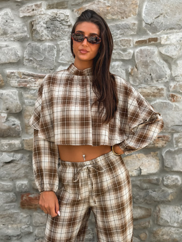 Blouse à motif tartan Aveline - Marron