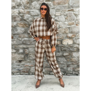Blouse à motif tartan Aveline - Marron