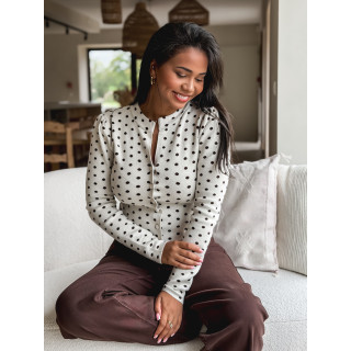 Gilet à pois Cassie - Beige/Chocolat