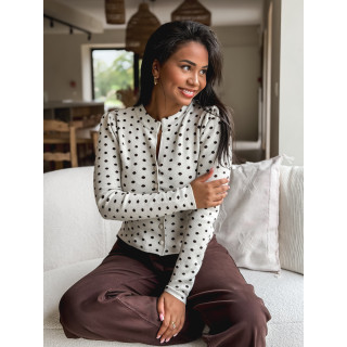 Gilet à pois Cassie - Beige/Chocolat