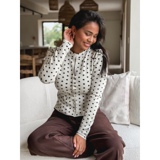 Gilet à pois Cassie - Beige/Chocolat