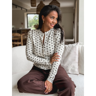 Gilet à pois Cassie - Beige/Chocolat