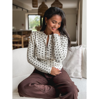 Gilet à pois Cassie - Beige/Chocolat