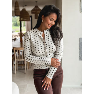 Gilet à pois Cassie - Beige/Chocolat