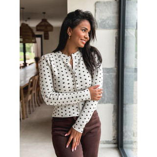 Gilet à pois Cassie - Beige/Chocolat