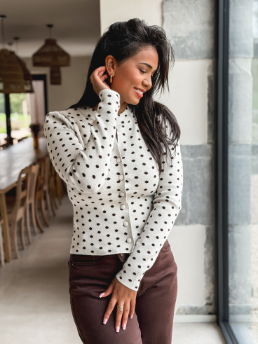 Gilet à pois Cassie - Beige/Chocolat Gilet à pois Cassie - Beige/Chocolat