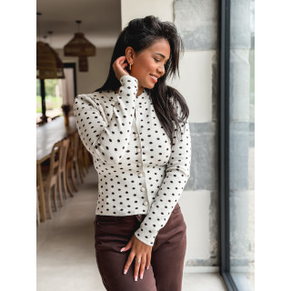 Gilet à pois Cassie - Beige/Chocolat