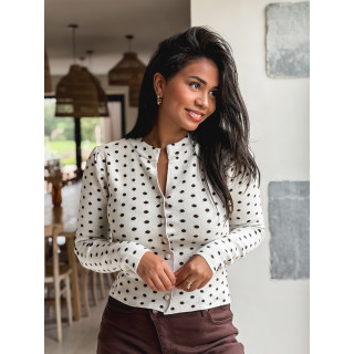 Gilet à pois Cassie - Beige/Chocolat