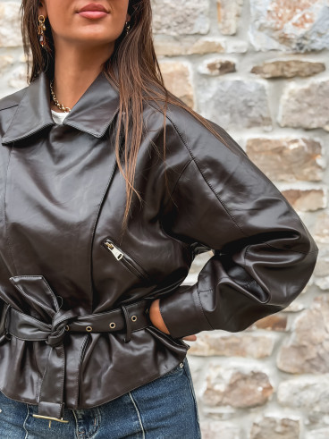 Perfecto simili cuir Aliane - Chocolat