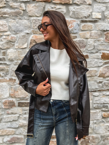 Perfecto simili cuir Aliane - Chocolat