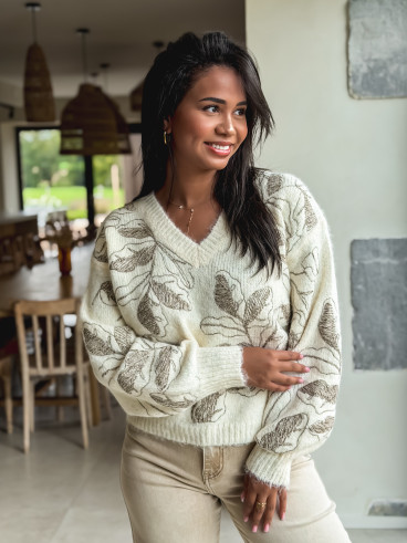 Pull à motifs Evana - Beige