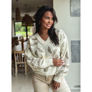 Pull à motifs Evana - Beige