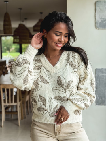 Pull à motifs Evana - Beige Pull à motifs Evana - Beige
