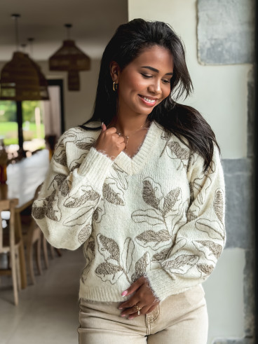 Pull à motifs Evana - Beige Pull à motifs Evana - Beige
