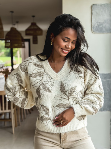 Pull à motifs Evana - Beige Pull à motifs Evana - Beige