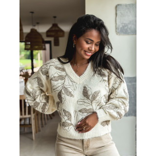 Pull à motifs Evana - Beige