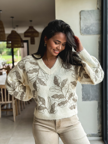 Pull à motifs Evana - Beige Pull à motifs Evana - Beige