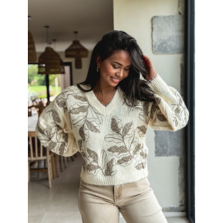 Pull à motifs Evana - Beige