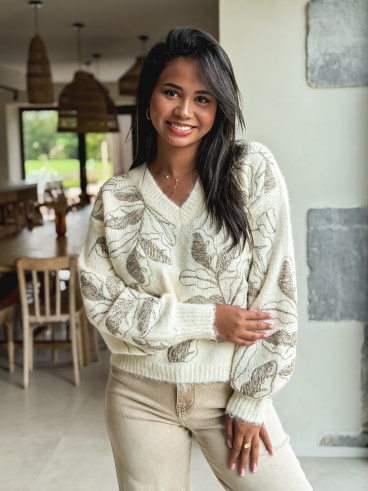 Pull à motifs Evana - Beige