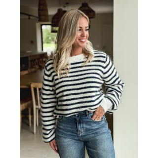 Pull ligné Louella - Ecru/Bleu marine