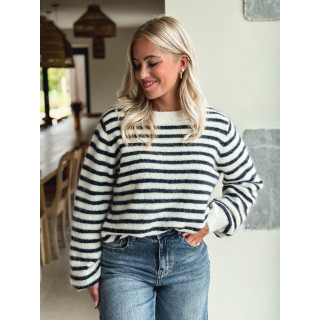 Pull ligné Louella - Ecru/Bleu marine