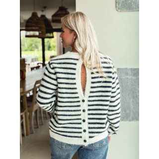 Pull ligné Louella - Ecru/Bleu marine