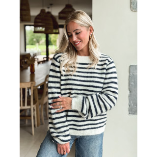 Pull ligné Louella - Ecru/Bleu marine