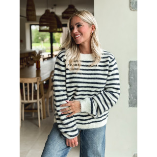 Pull ligné Louella - Ecru/Bleu marine