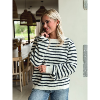 Pull ligné Louella - Ecru/Bleu marine