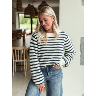 Pull ligné Louella - Ecru/Bleu marine