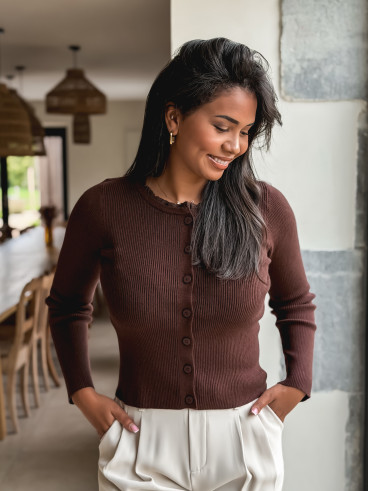 Blouse côtelée Maïlse - Chocolat