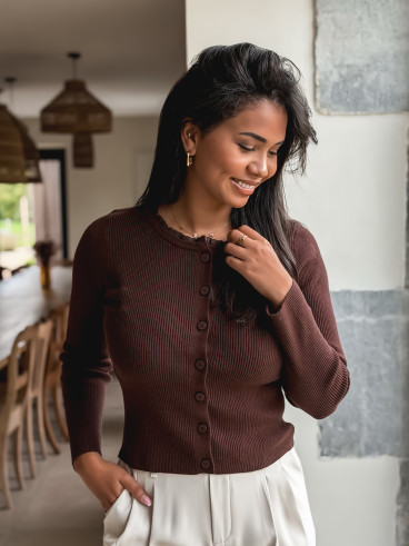Blouse côtelée Maïlse - Chocolat